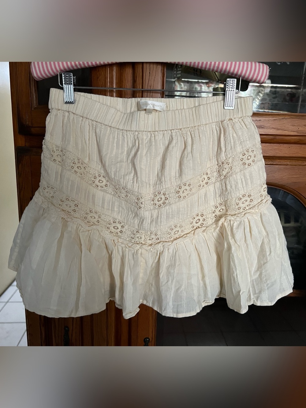 LoveShackFancy Cream Eyelet Tiered Skirt - Picture 4 of 11